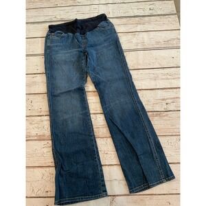 Mimi Maternity Jeans Medium Wash Bootcut Blue Denim Elastic Belly Band Size M